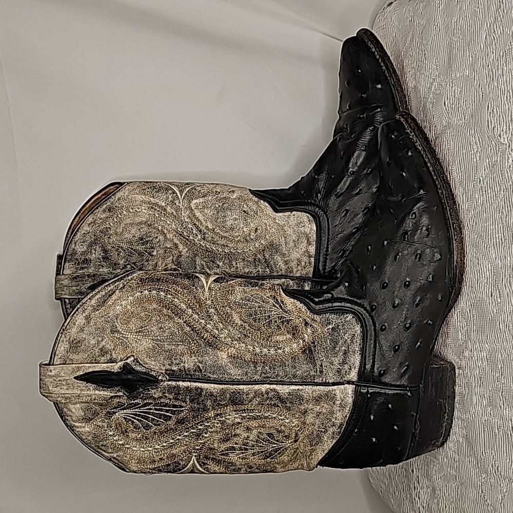 Tierra Blanca Mens leather croc crocodile style cowboy western boots sz 9.5